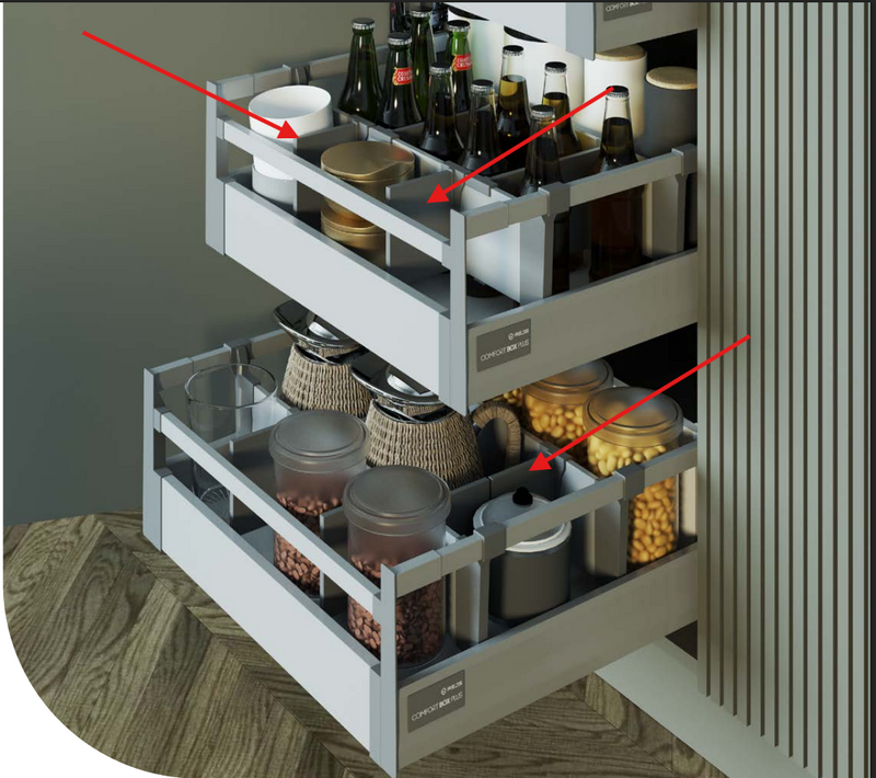COMFORT BOX PLUS Internal Organization Plastic Divider | White & Silver