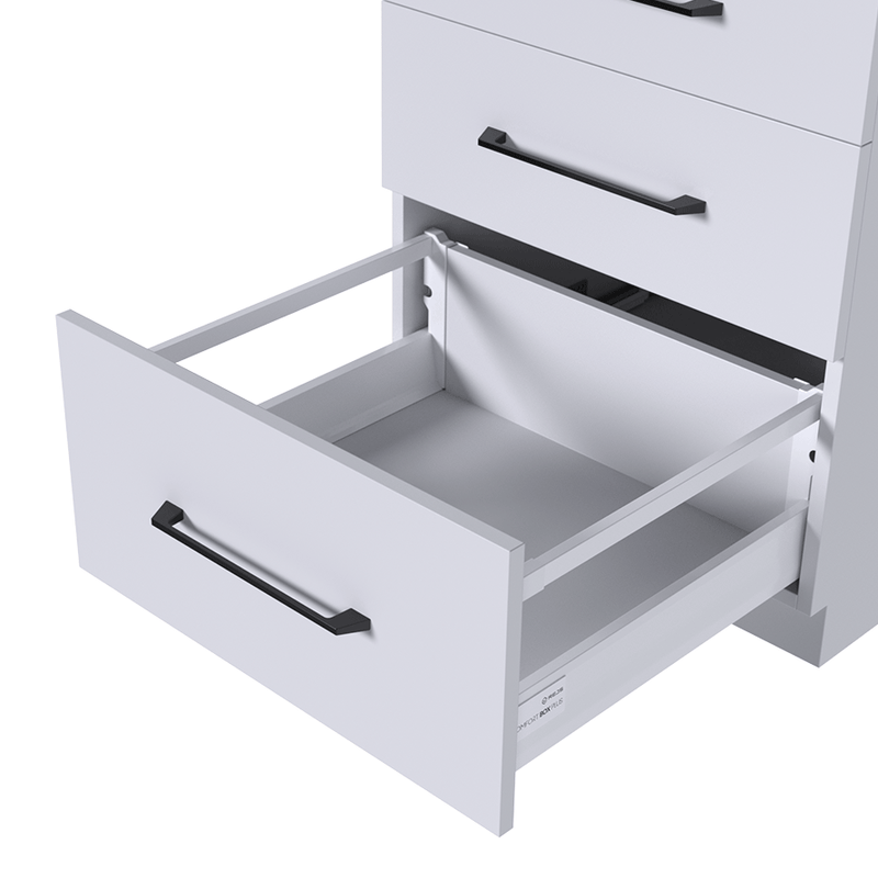 COMFORT BOX PLUS Drawer System H=199 mm (7.8") with Upper Rectangular Railing | Silver & White