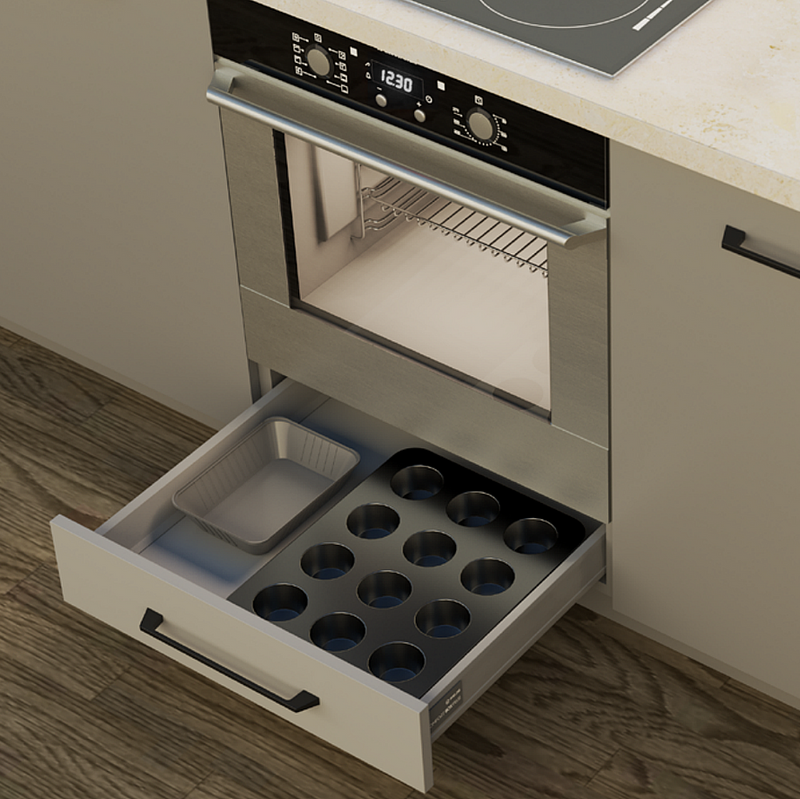 COMFORT BOX PLUS Under Oven Drawer Set | L=450 & 500 mm | Silver & White