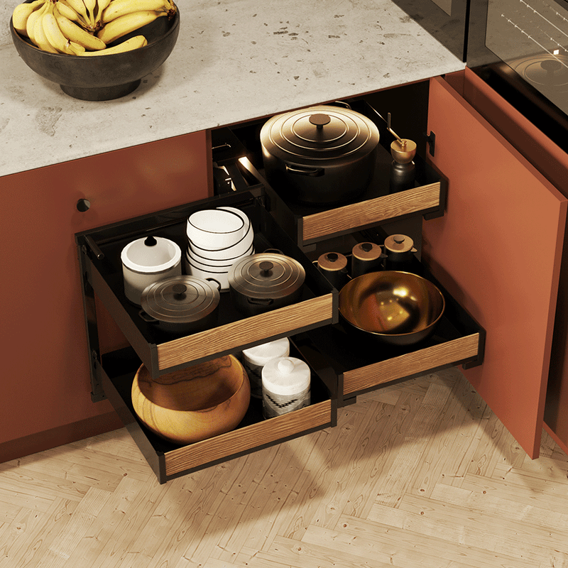 PURO CORNER SPACE PLUS Corner Pull-Out System | REJS MAXIMA PURO