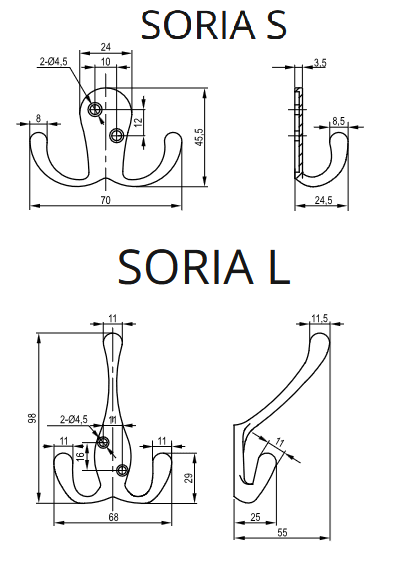 SORIA Double Furniture Hook