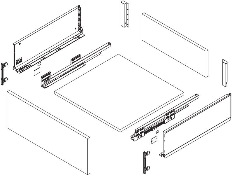ULTRA BOX Drawer H167 (6.6") White / Graphite | Full Extension Soft-Close Drawer System