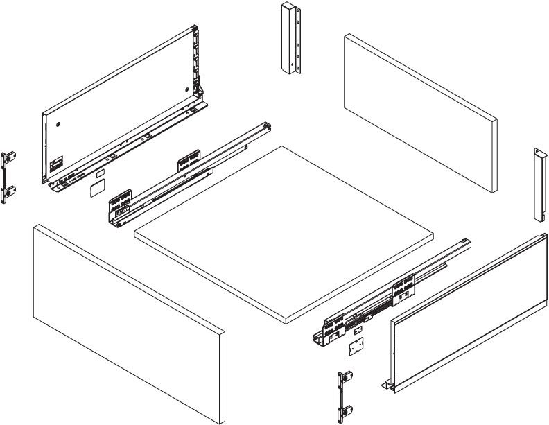 ULTRA BOX Drawer H199 (7.8") White / Graphite | Full Extension Soft-Close Drawer System